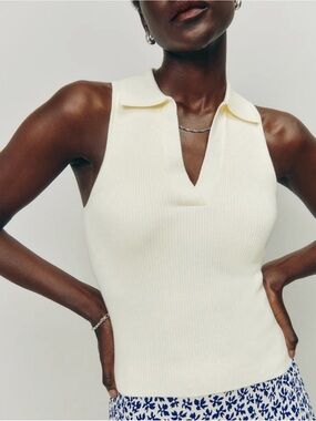 Reformation Tabitha Collared Sleeveless Sweater